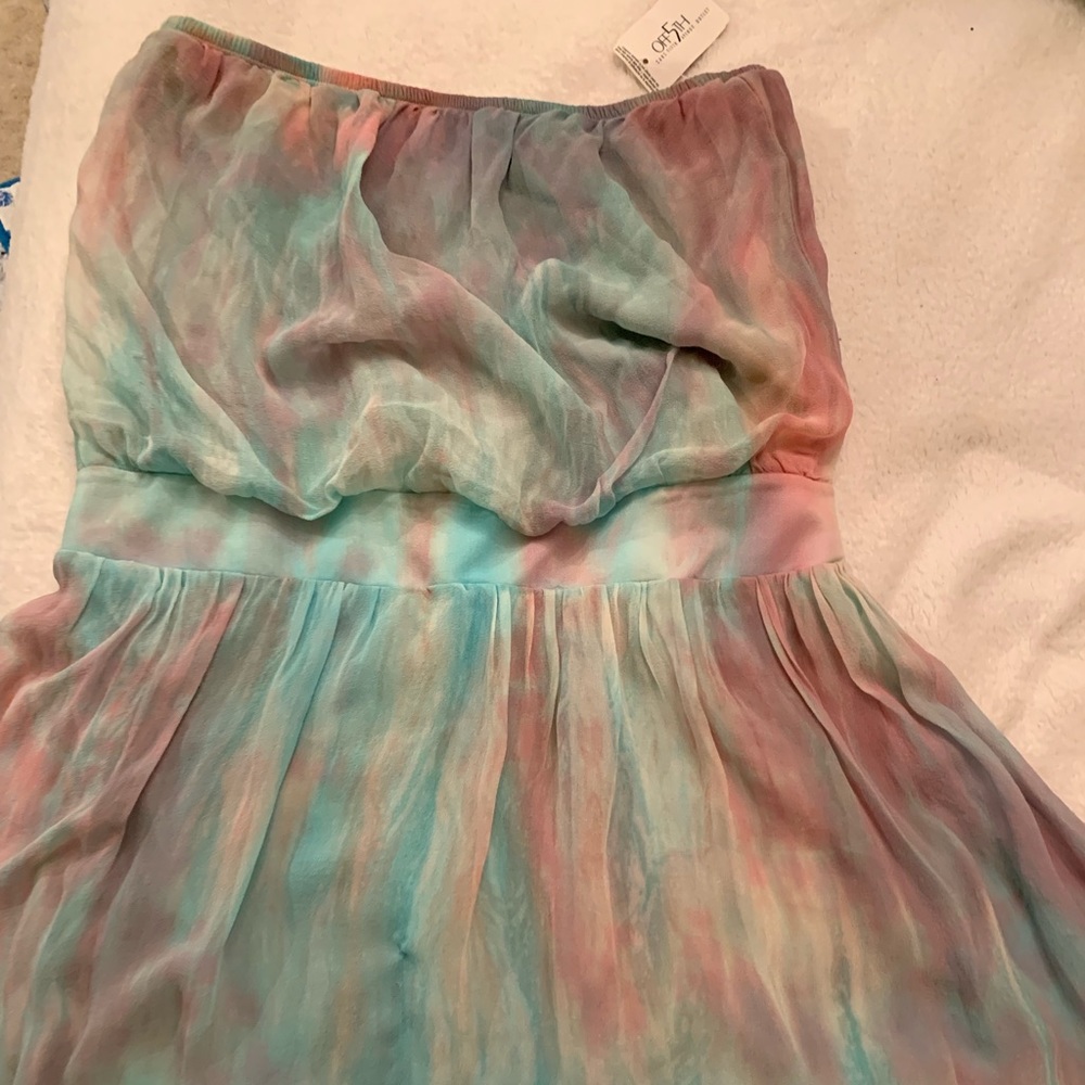 Gypsy tye dye mini strapless flowwy dress